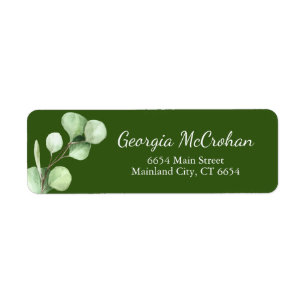Eucalyptus Greenery Leaves Return Address Label