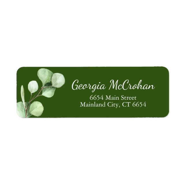 Eucalyptus Greenery Leaves Return Address Label (Front)
