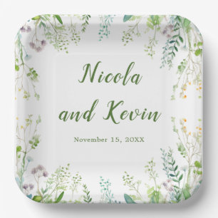 Eucalyptus Greenery Leaves Wedding Paper Plate