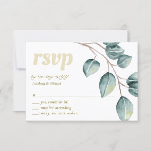 Eucalyptus Greenery Leaves Wedding RSVP MENU