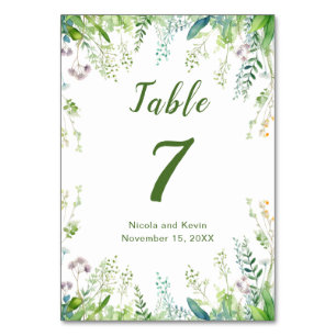 Eucalyptus Greenery Leaves Wedding Table Number