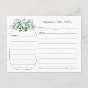 Eucalyptus Greenery Mason Jar Recipe Cards