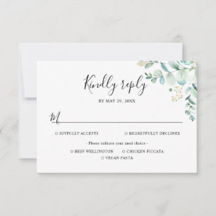 Eucalyptus Greenery Meal Options RSVP Card