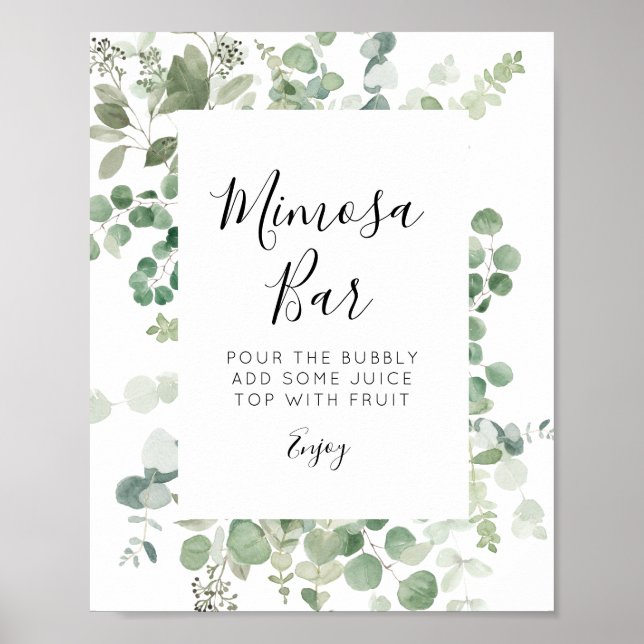 eucalyptus greenery mimosa bar sign (Front)