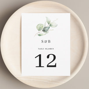 Eucalyptus Greenery Minimal Wedding Table Number