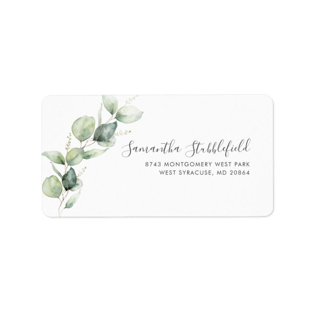 Eucalyptus Greenery Minimalist Shipping Address Label (Front)