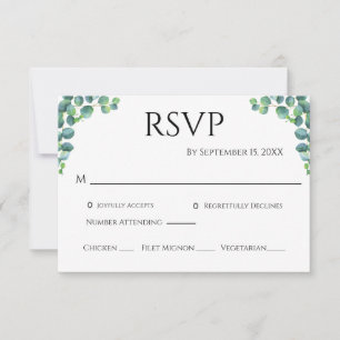 Eucalyptus Greenery Minimalist Simple Wedding RSVP Card