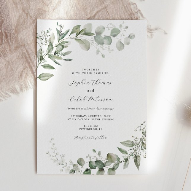 Eucalyptus Greenery Minimalist Wedding  Invitation (Creator Uploaded)
