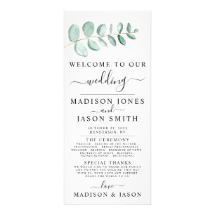 Eucalyptus Greenery Minimalist Wedding Program