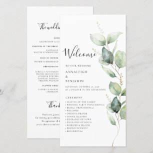 Eucalyptus Greenery Minimalist Wedding Program