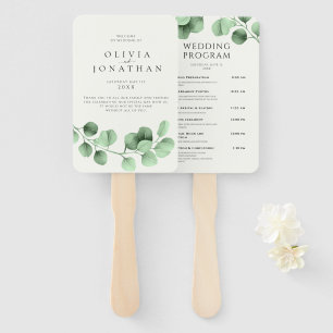 Eucalyptus Greenery Minimalist Wedding Programs Hand Fan