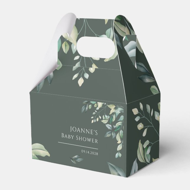 Eucalyptus Greenery Modern Baby Shower Favor Box (Front Side)