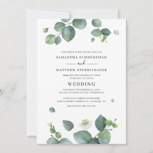 Eucalyptus Greenery Modern Botanical Wedding Invitation