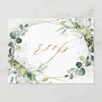 Eucalyptus Greenery Modern Geometric Wedding RSVP