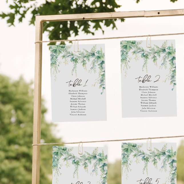 Eucalyptus Greenery Modern Seating Chart Card (Creator Uploaded)
