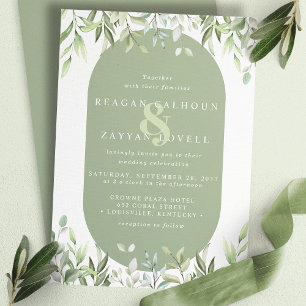Eucalyptus Greenery Modern Watercolor Wedding  Invitation