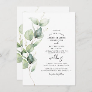 Eucalyptus Greenery Modern Wedding Invitation