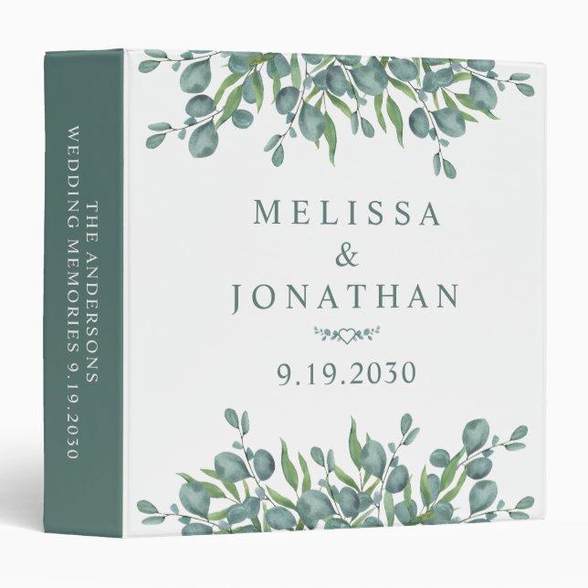 Eucalyptus Greenery Modern Wedding Photo Album Binder (Front/Spine)