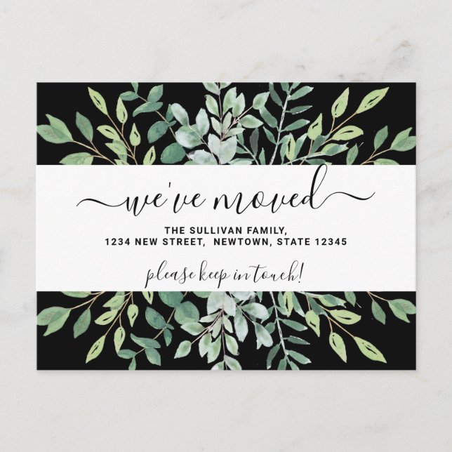 Eucalyptus Greenery Moving Announcement Postcard (Front)