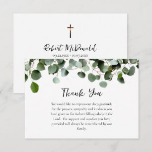 Eucalyptus Greenery Orthodox Christian Funeral Thank You Card