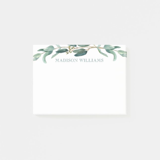 Eucalyptus Greenery Personalized Botanical Post-it Notes (Front)