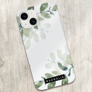 Eucalyptus Greenery Personalized Name Case-Mate iPhone 14 Case