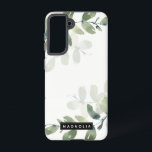 Eucalyptus Greenery Personalized Name Monogram Samsung Galaxy Case<br><div class="desc">Personalize this watercolor eucalyptus greenery design with your name.</div>