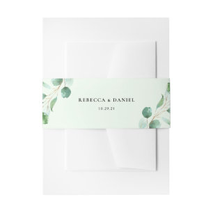 Eucalyptus Greenery Personalized Wedding Invitation Belly Band