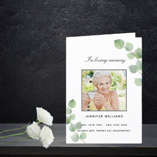 Eucalyptus greenery photo elegant funeral program