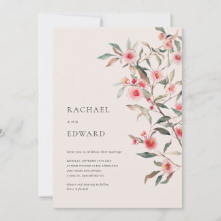 Eucalyptus Greenery & Pink Florals Wedding Invitation