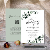 Eucalyptus Greenery QR Code Calligraphy Wedding