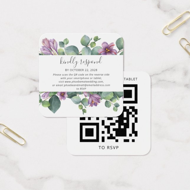 Eucalyptus Greenery QR Code Mariage Carte RSVP (Bureau)