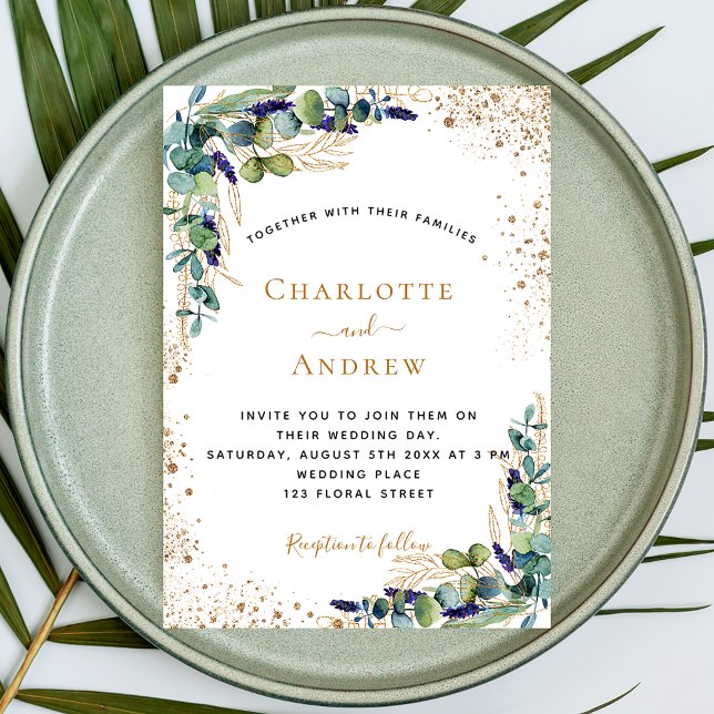 Eucalyptus greenery QR code RSVP wedding Invitation Postcard (Creator Uploaded)