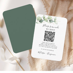 Eucalyptus Greenery QR Code RSVP Wedding Simple Enclosure Card