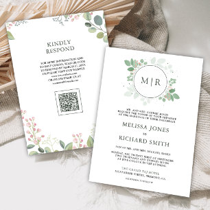 Eucalyptus Greenery QR Code Wedding Invitation