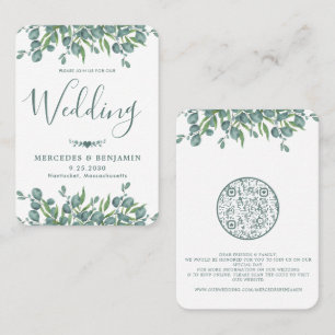 Eucalyptus Greenery QR Code Wedding Invitation