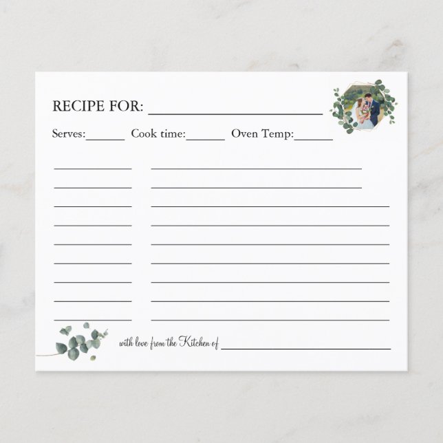 Eucalyptus greenery Recipe card (Front)