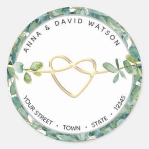 Eucalyptus Greenery Return Address Classic Round Sticker