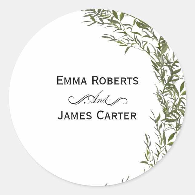 Eucalyptus Greenery Round Sticker (Front)