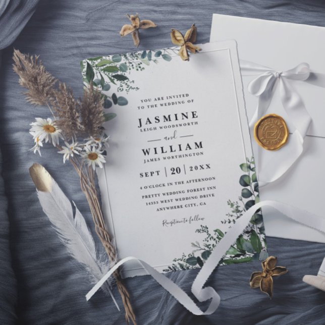 Eucalyptus Greenery Rustic Elegant Modern Wedding Invitation (Creator Uploaded)