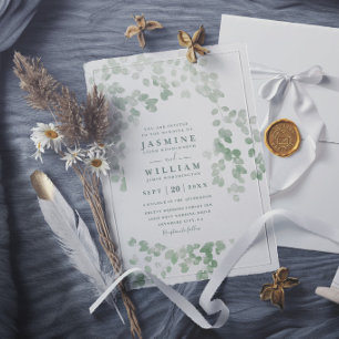 Eucalyptus Greenery Rustic Elegant Modern Wedding Invitation