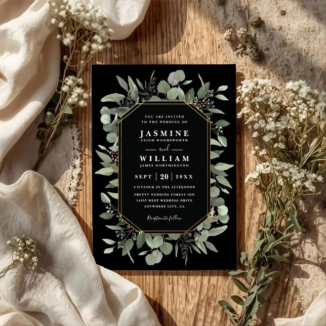 Eucalyptus Greenery Rustic Elegant QR Code Wedding Invitation (Creator Uploaded)