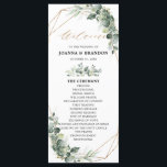 Eucalyptus Greenery Rustic Geometric Wedding Program<br><div class="desc">Elegant and modern spring / midsummer wedding program card features a bouquet of soft watercolor greenery lush green leaves / botanical leaves / eucalyptus and gold geometric frame . Please find more matching designs and variations from my "blissweddingpaperie" store. And feel free to contact me for further customization or matching...</div>
