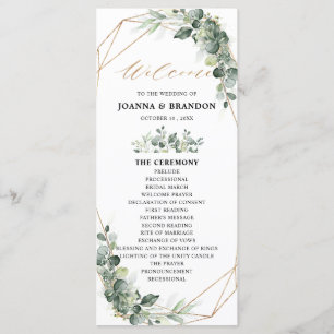 Eucalyptus Greenery Rustic Geometric Wedding Program
