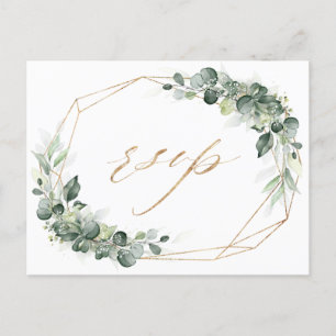 Eucalyptus Greenery Rustic Geometric Wedding RSVP Postcard