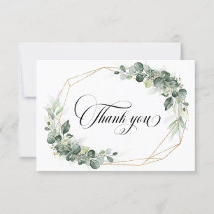 Eucalyptus Greenery Rustic Geometric Wedding Thank You Card