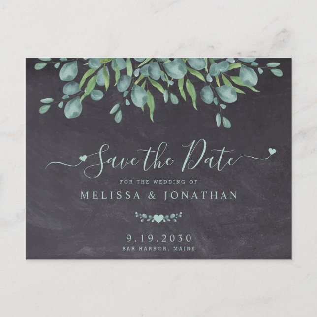 Eucalyptus Greenery Rustic Wedding Save The Date Announcement Postcard (Front)