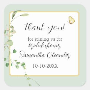 Eucalyptus Greenery Sage Green Boho Thank You Square Sticker