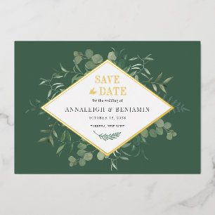 Eucalyptus Greenery Save the Date Gold