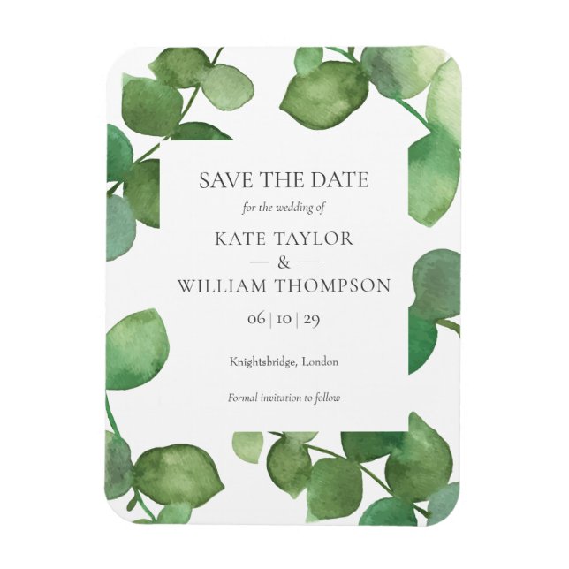 Eucalyptus Greenery Save the Date Magnet (Vertical)